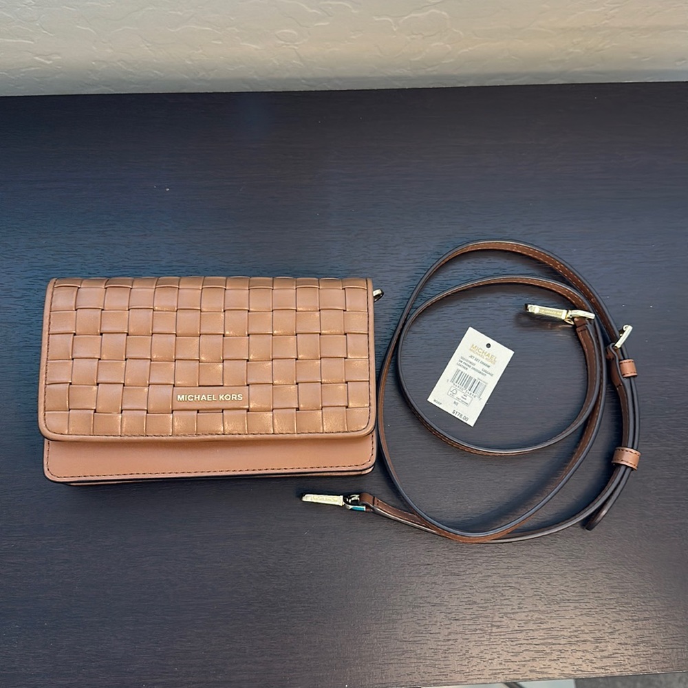 Michael Kors Jet Set small crossbody bag / wallet on chain with tag